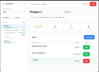 Trackerton light mode interface